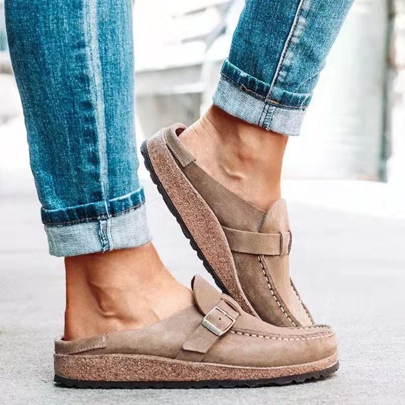 Retro Suède Slippers met Comfortabel Voetbed Zwart Groen Khaki Oranje Paars Maat 35-42 Dames Heren Unisex | Sansoti