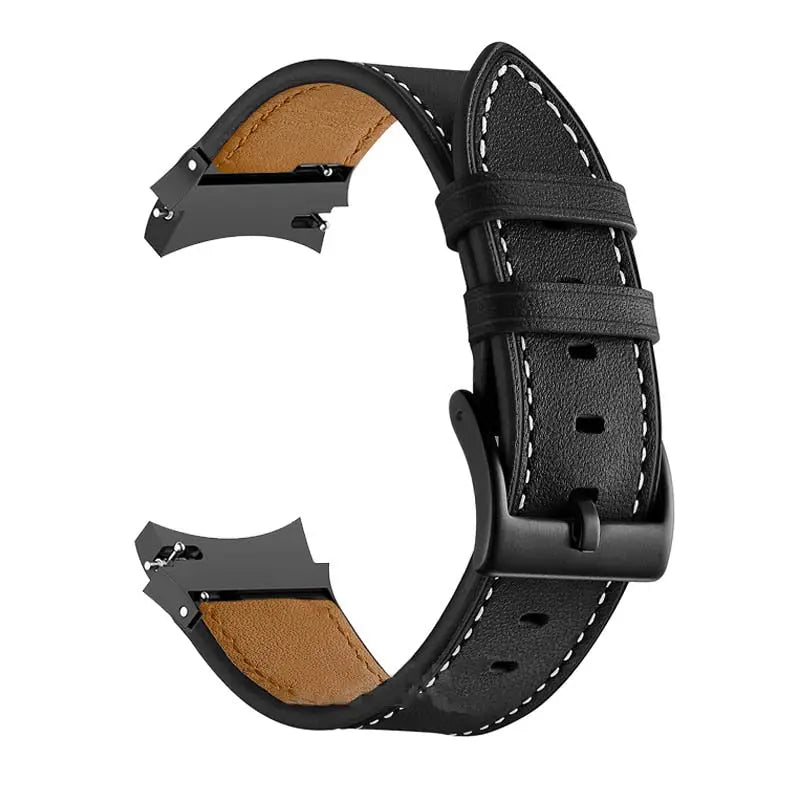 Premium Stainless Steel Leather Watch Band Galaxy Watch 5 40mm 44mm 45mm Pro Adjustable Replaceable Wristband | Sansoti