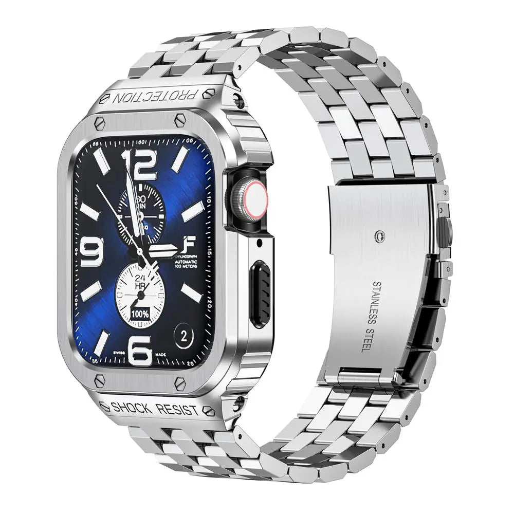 Stainless Steel Link Strap with Protective Case for Smartwatch 49mm Ultra Model Adjustable Wristband Accessory | Sansoti