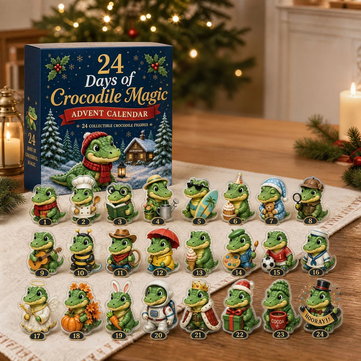 Adventskalender Kerstcountdown 24 Dagen met Hangende Acryl Figuurtjes Kerstversiering Decoratie Aftelkalender | Sansoti