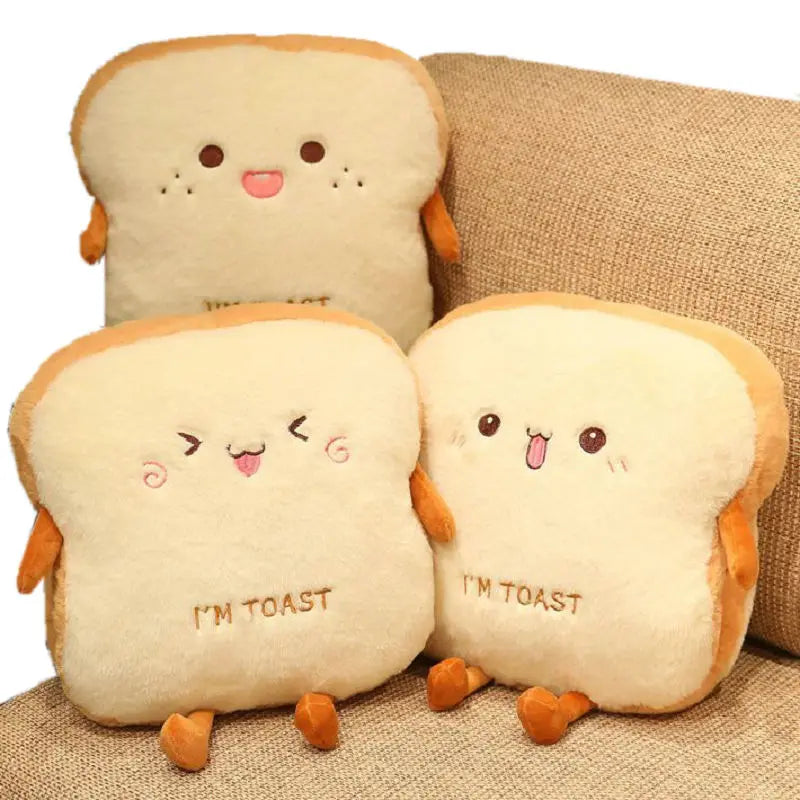 Hand Warmer Cushion Toast Plush Unisex 35x40cm Cozy Warm Decorative Soft Comfortable Living Room Bedroom | Sansoti