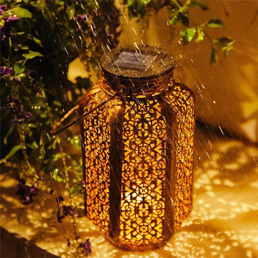 Geometrische Solartuinlantaarn Art Deco Design Brons IJzer LED Automatisch | Sansoti
