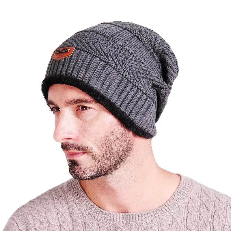 Knitted Winter Hat Windproof Thick Wool Warm Skullcap Unisex Adults Casual Outdoor Polyester Autumn | Sansoti