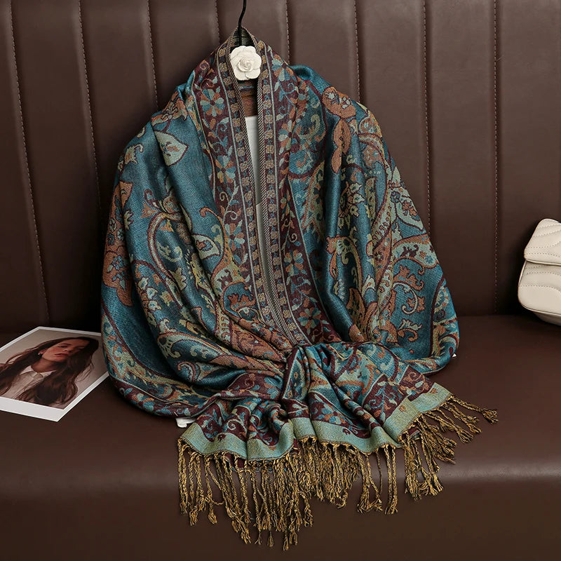 Pashmina Wrap Cashmere-look Women's 70x190cm Soft Winter Scarf Four Seasons Warm Foulard Elegant Scarf | Sansoti