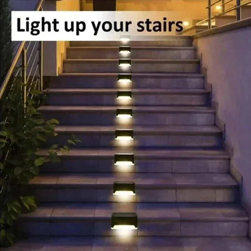 Zonnetuinlampjes Set 8 Stuks Trapverlichting Automatisch Warm of Koud Licht LED 0,5W PVC Waterdicht voor Trappen Terrassen Tuinpaden Zonne-energie Draadloos Schemeringssensor | Sansoti