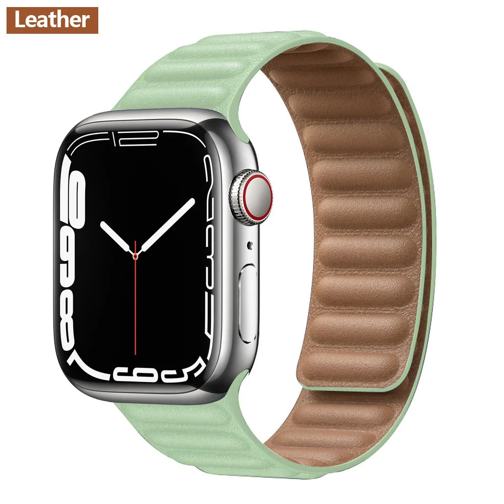 Lederarmband mit magnetischem Verschluss, 38–49 mm, verstellbares Smartwatch-Zubehör, stilvolles Armband | Sansoti
