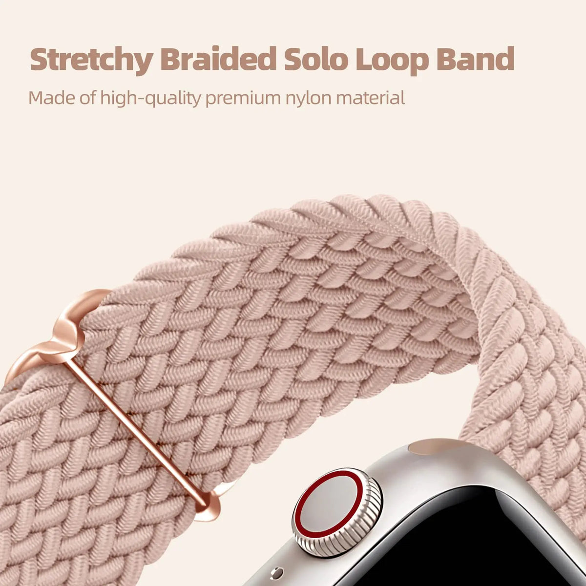 Elastisch gevlochten nylon smartwatch-bandje, 38–49 mm, verstelbaar en ademend, sportband voor Apple Watch | Sansoti