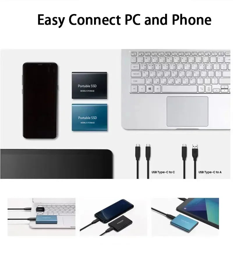 Externe SSD 2TB – Compacte en Snelle Opslag voor Onderweg – Plug & Play Harde Schijf USB 3.1 voor PC en Laptop | Sansoti