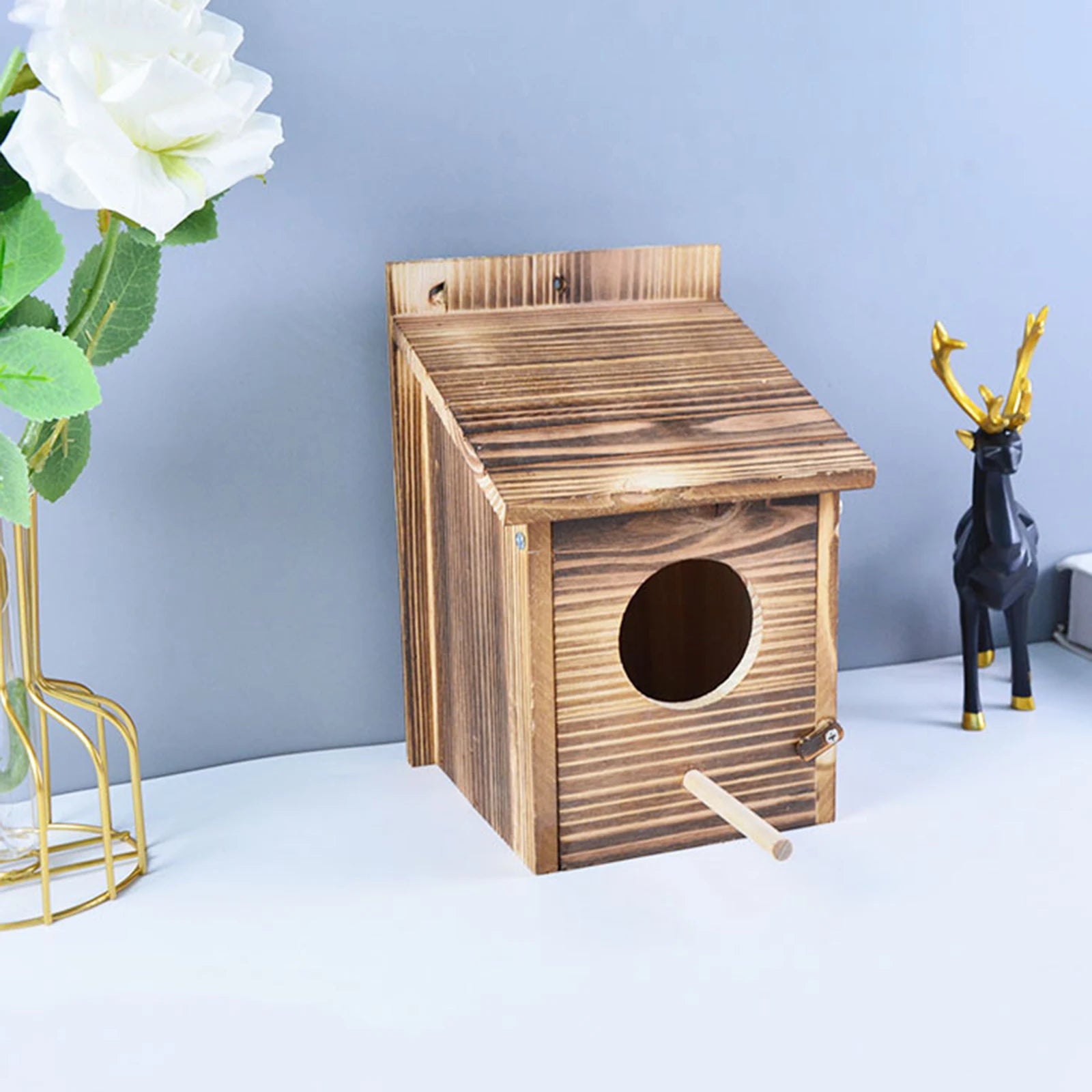 Vogelhaus Holz Hängend Außen Wetterfest 22x15cm Garten Vogelnest Nistkasten Meisen Dekorativ Natürlich | Restfield