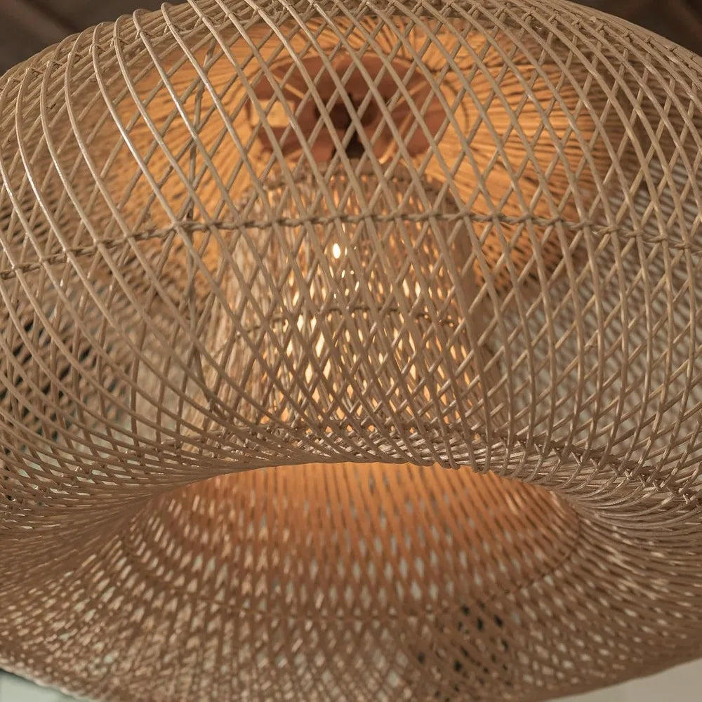 Handwoven Rattan Pendant Lamp Natural Ambient Lighting Scandinavian Design for Kitchen Living Room Dining Room | Sansoti
