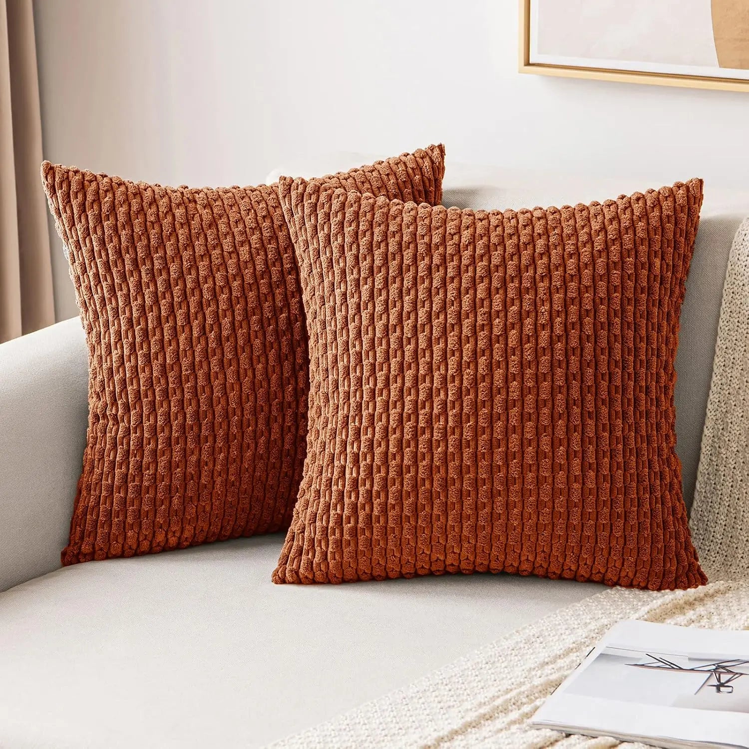 Ribfluwelen Sierkussen Geribbeld 45x45cm Voor Bank En Bed | Sansoti