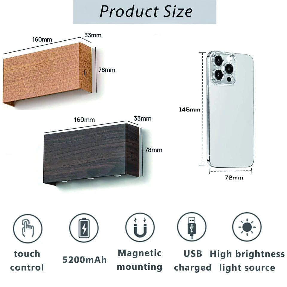 Rechargeable Wall Light with Remote Control, Dimmable LED Lighting, Magnetic, Cordless, 4 Colors, Ambient Lighting | Sansoti
