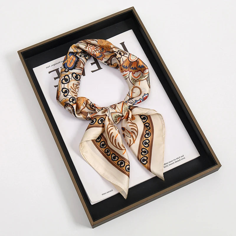 Square Satin Scarf 70x70 cm Women's Headband Neck Scarf Hijab Headband Soft Polyester Elegant Stylish | Sansoti