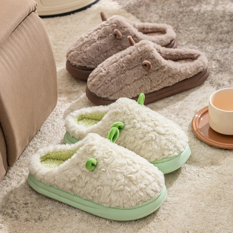 Plush Winter Slippers Closed Design Thickly Padded Non-Slip Warm Comfortable Indoor Women Men Unisex | Sansoti
