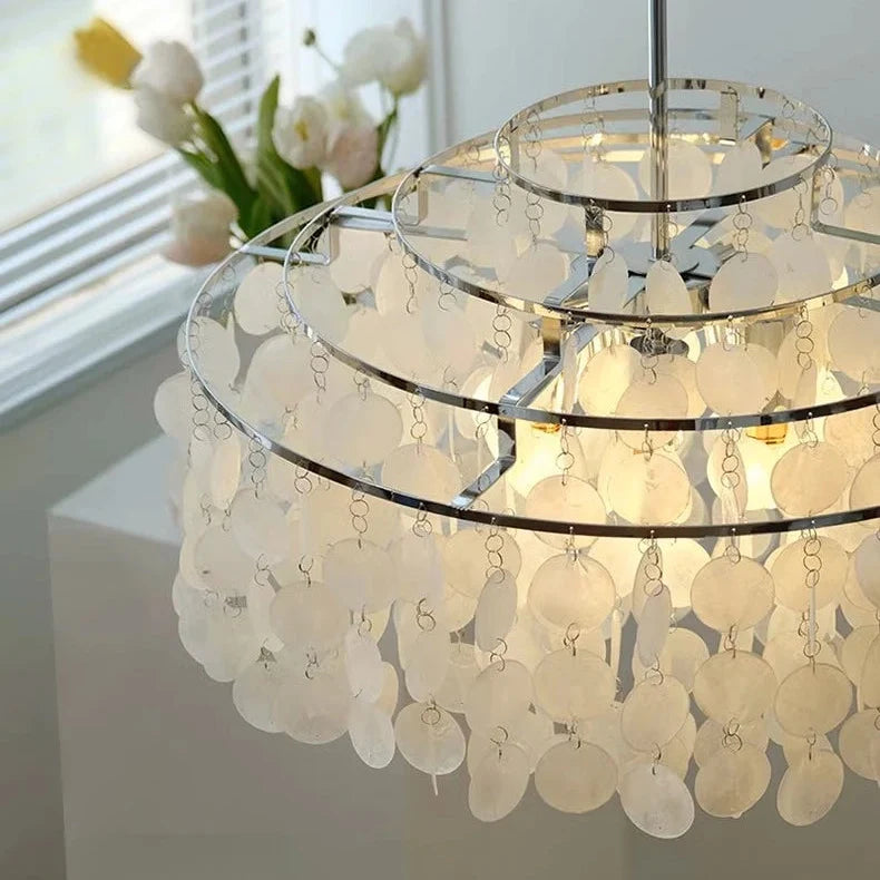 Runder Muschel-Kronleuchter Gold Silber LED Wohnzimmer Esszimmer Schlafzimmer Hotellobby Treppenhaus Salon | Sansoti