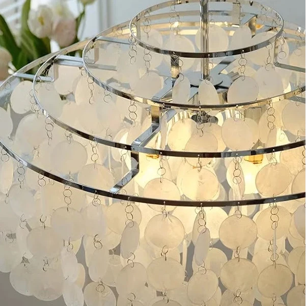 Runder Muschel-Kronleuchter Gold Silber LED Wohnzimmer Esszimmer Schlafzimmer Hotellobby Treppenhaus Salon | Sansoti