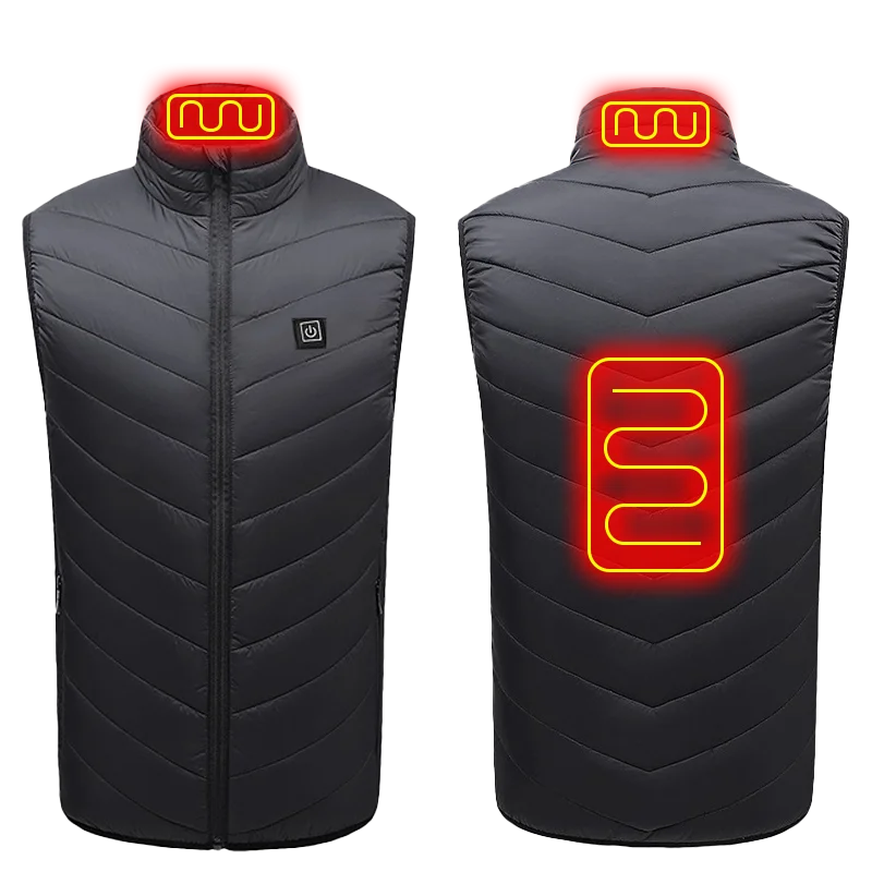 Chaleco térmico con calefacción USB, 21 zonas, negro y azul, unisex, para actividades al aire libre, invierno, senderismo, camping y esquí | Sansoti