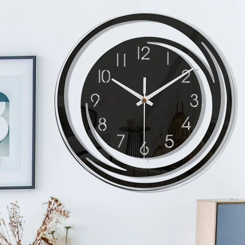 Wandklok Zwart Acryl - Modern Geometrisch Design - Stil Mechanisme - Scandinavisch Tijdloze Elegantie | Sansoti