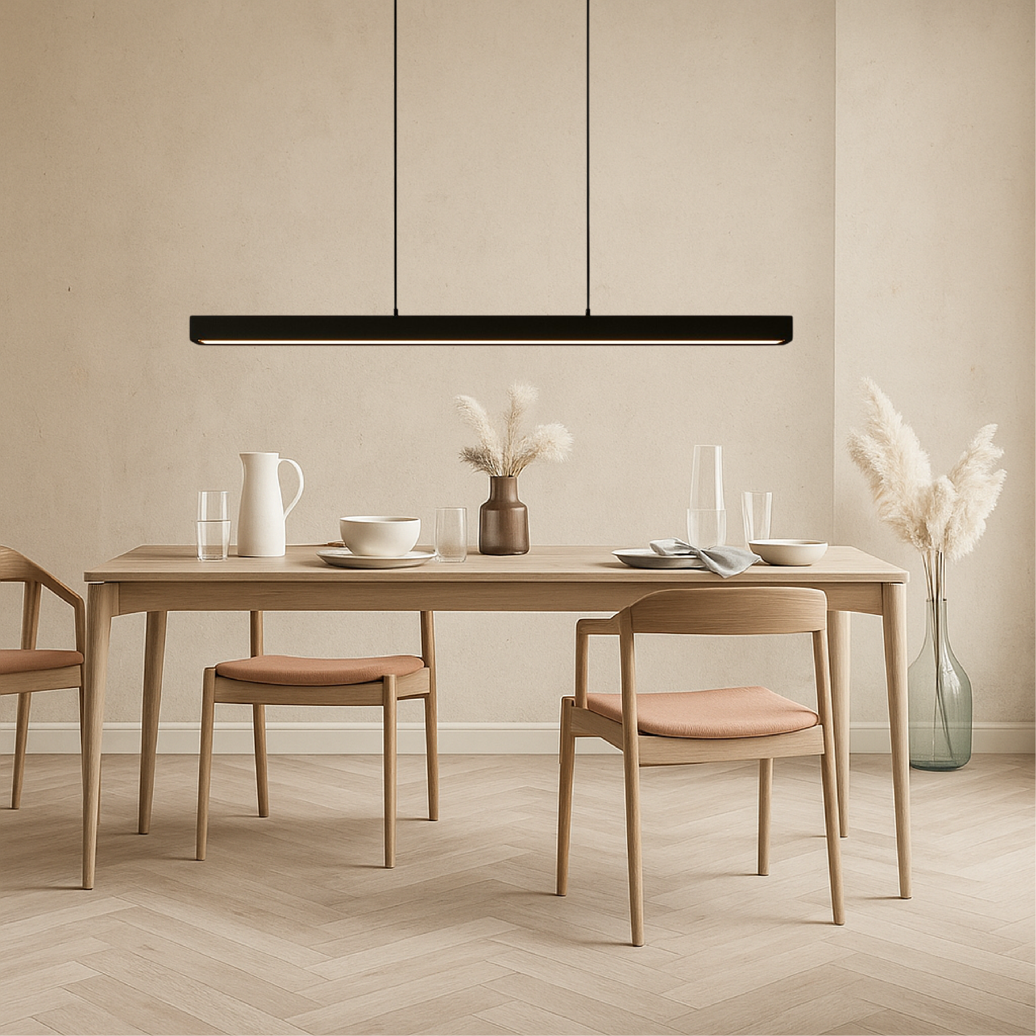 Scandibeam Hängelampe LED 3000K Schwarz Esstisch Lineare Beleuchtung Modern Minimalistisch | Restfield