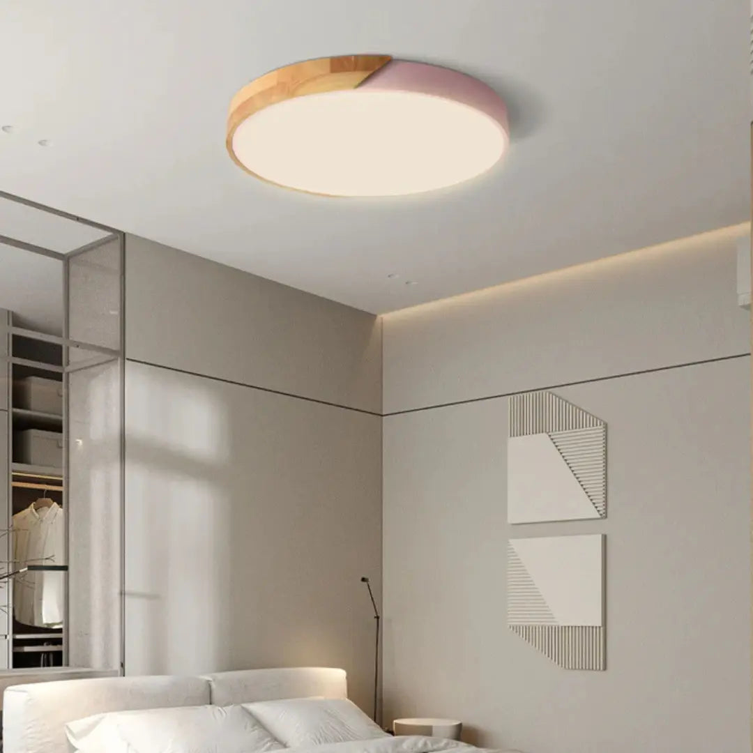 Houten LED Plafondlamp Scandinavisch Design Acryl Warm Licht Sfeervol Slaapkamer Hal Woonkamer 23-30cm | Sansoti
