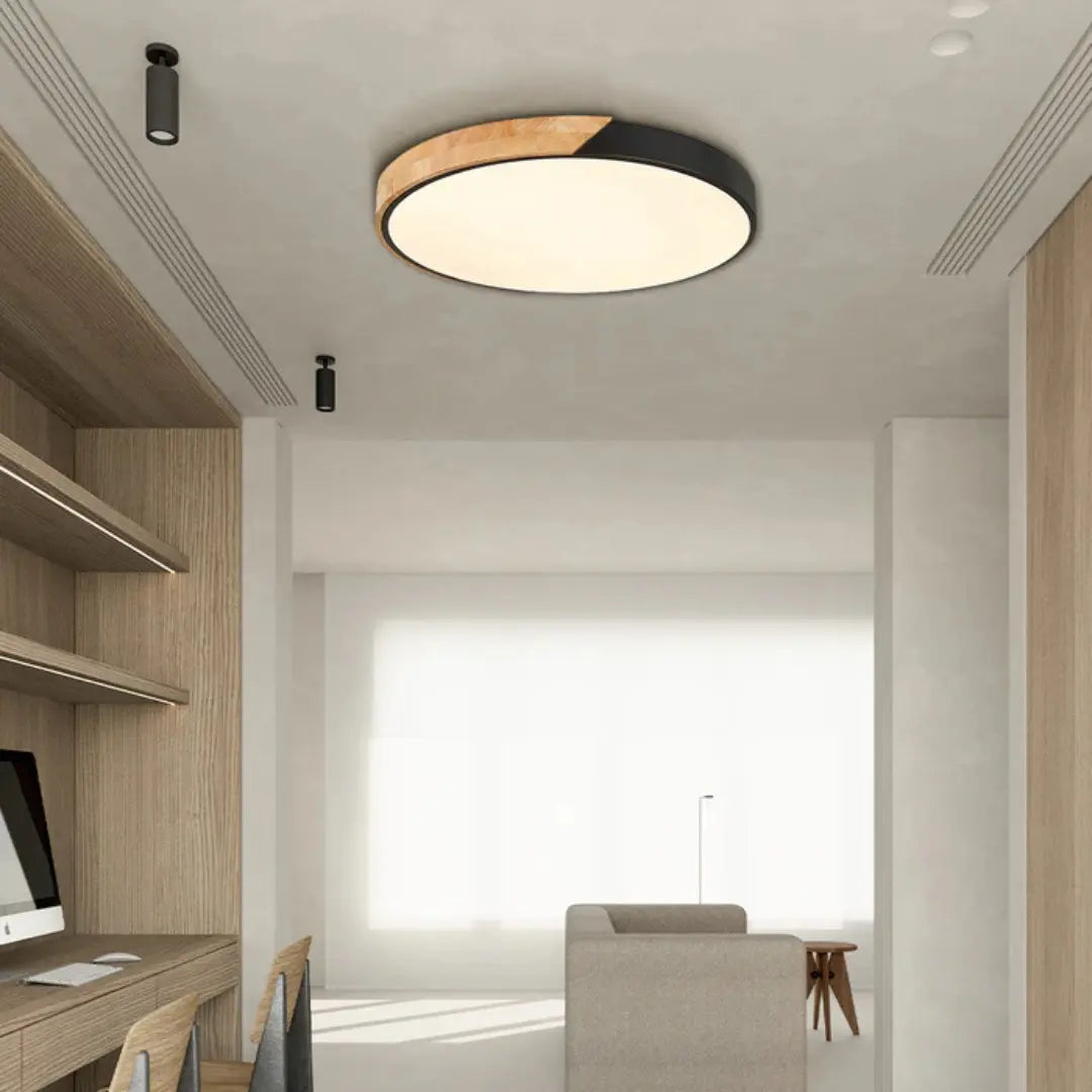 Houten LED Plafondlamp Scandinavisch Design Acryl Warm Licht Sfeervol Slaapkamer Hal Woonkamer 23-30cm | Sansoti