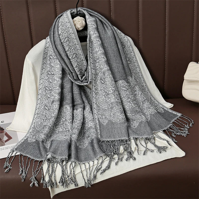 Pashmina Wrap Cashmere-look Women's 70x190cm Soft Winter Scarf Four Seasons Warm Foulard Elegant Scarf | Sansoti
