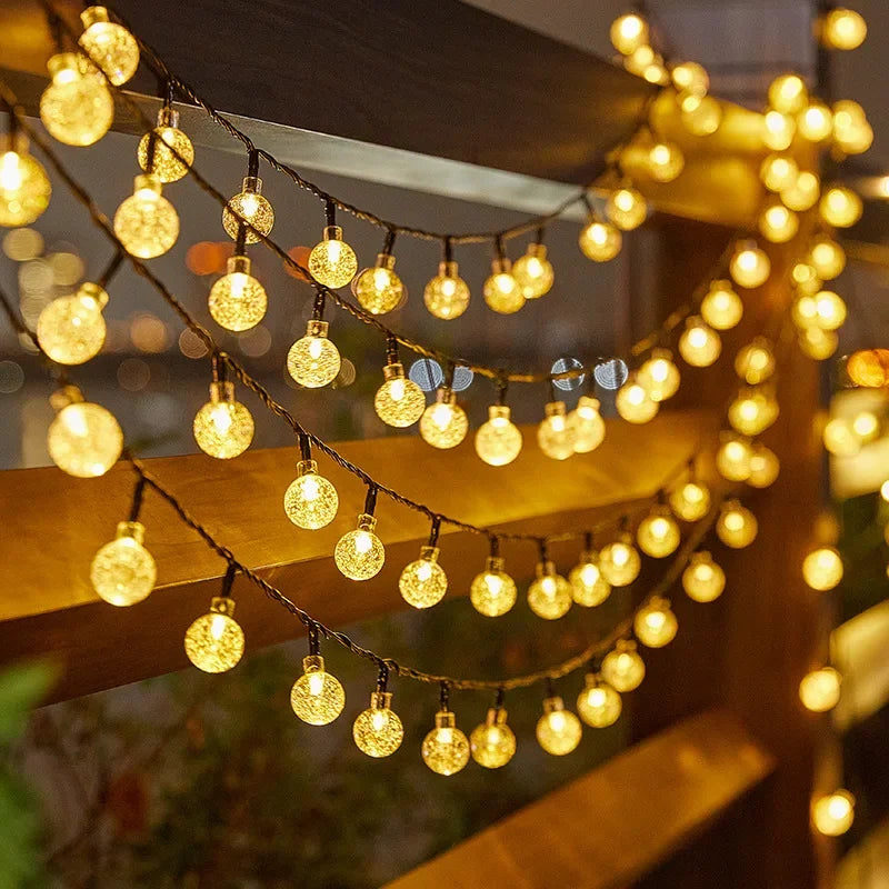 Sfeervolle Bollenslinger op Zonne-energie Warmwit Licht Buitenverlichting voor Tuin Terras Balkon en Feest | Sansoti