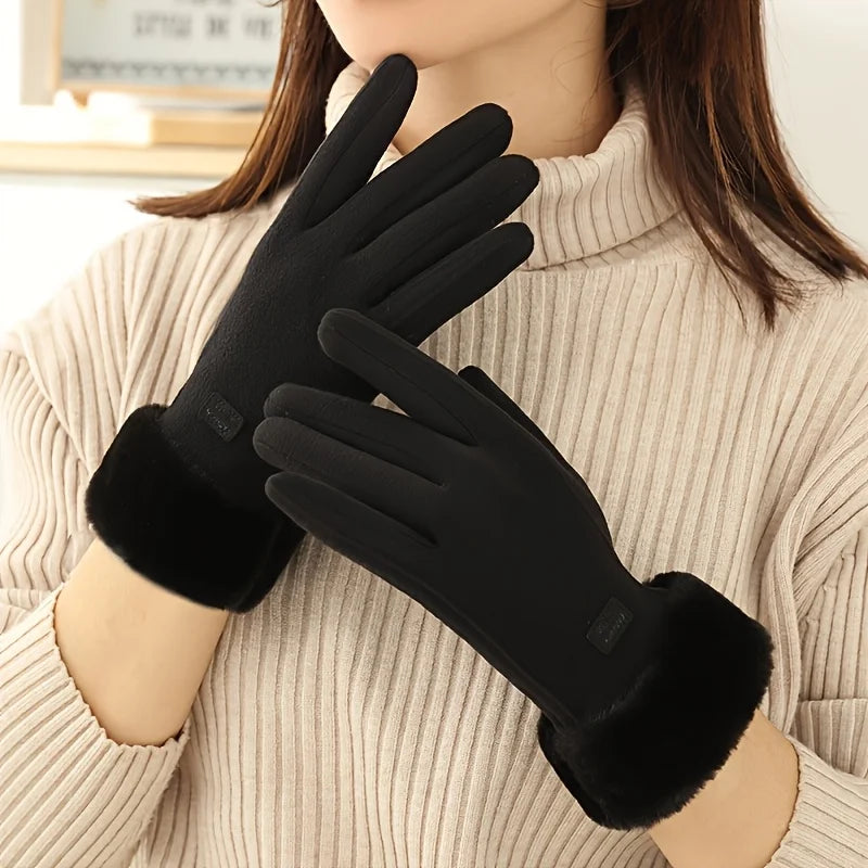 Lined Women's Gloves Touchscreen Windproof Warm Thermal Knitted Winter Wool Gloves Ski | Sansoti