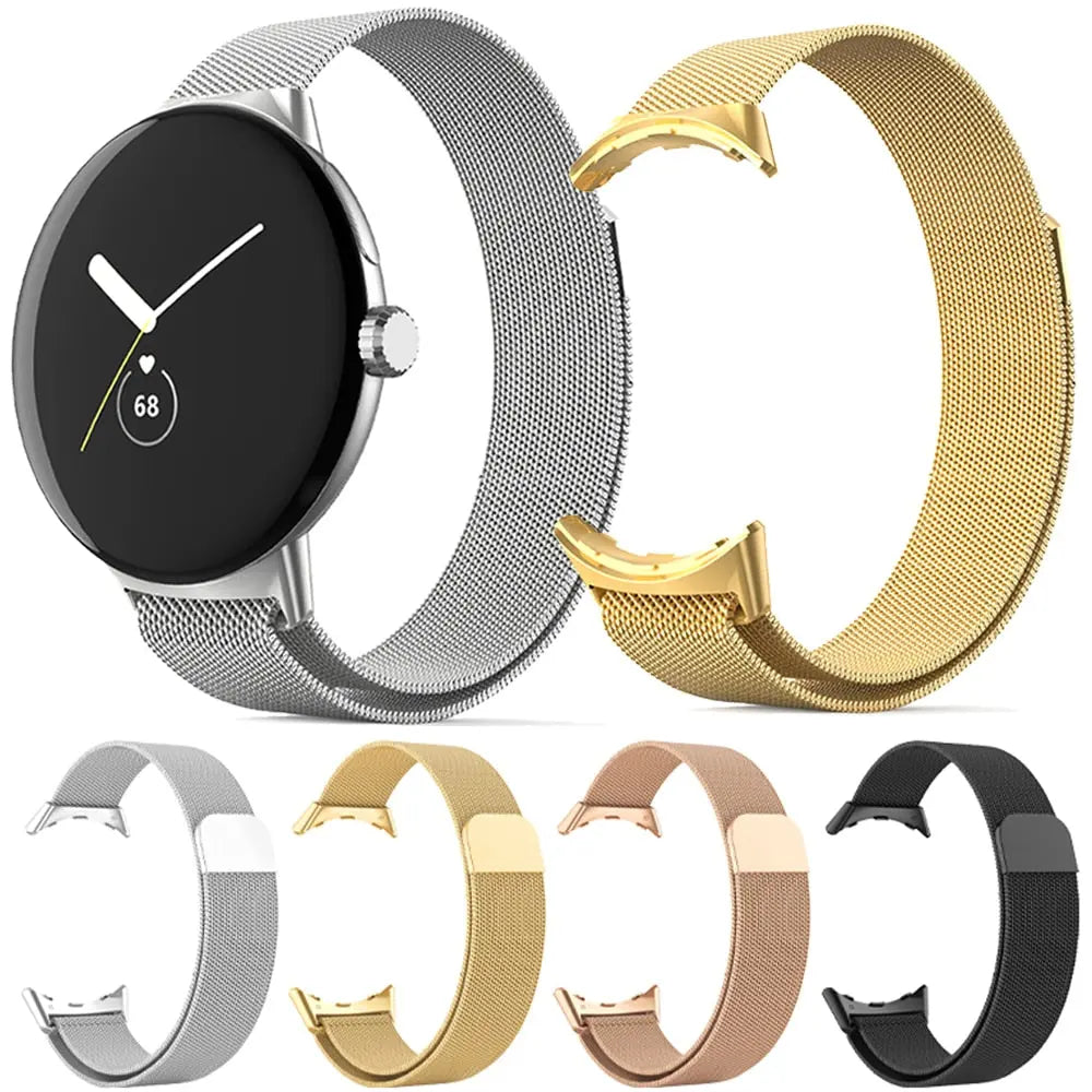Bracelet de montre magnétique en acier pour smartwatch 41 mm 45 mm, acier inoxydable, maille ajustable | Sansoti