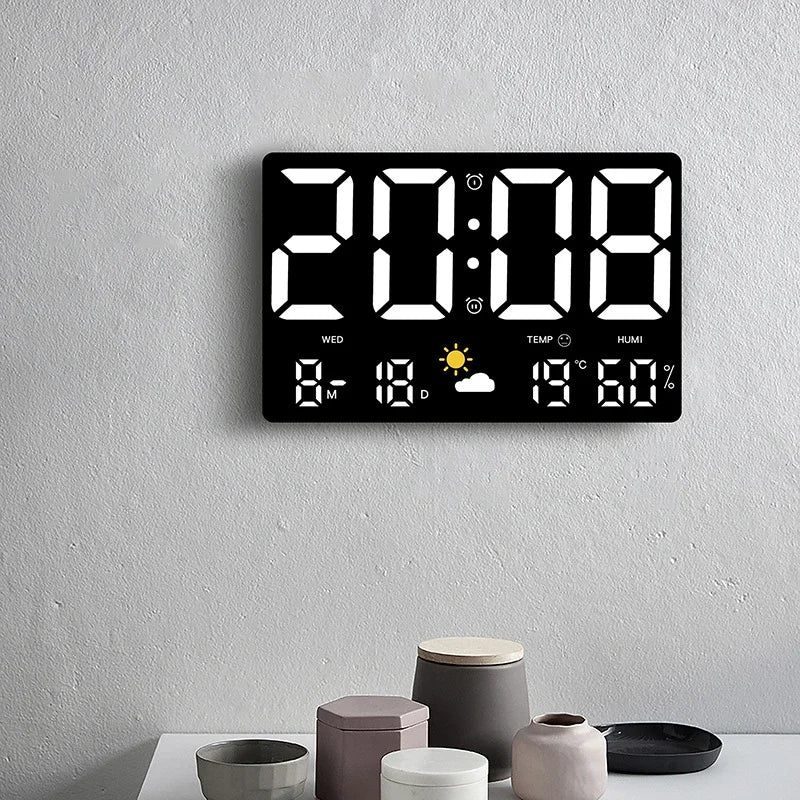 Horloge Murale LED Digitale Température Humidité Station Météo Réveil Écran Couleur Chambre Salon Bureau Calendrier | Restfield
