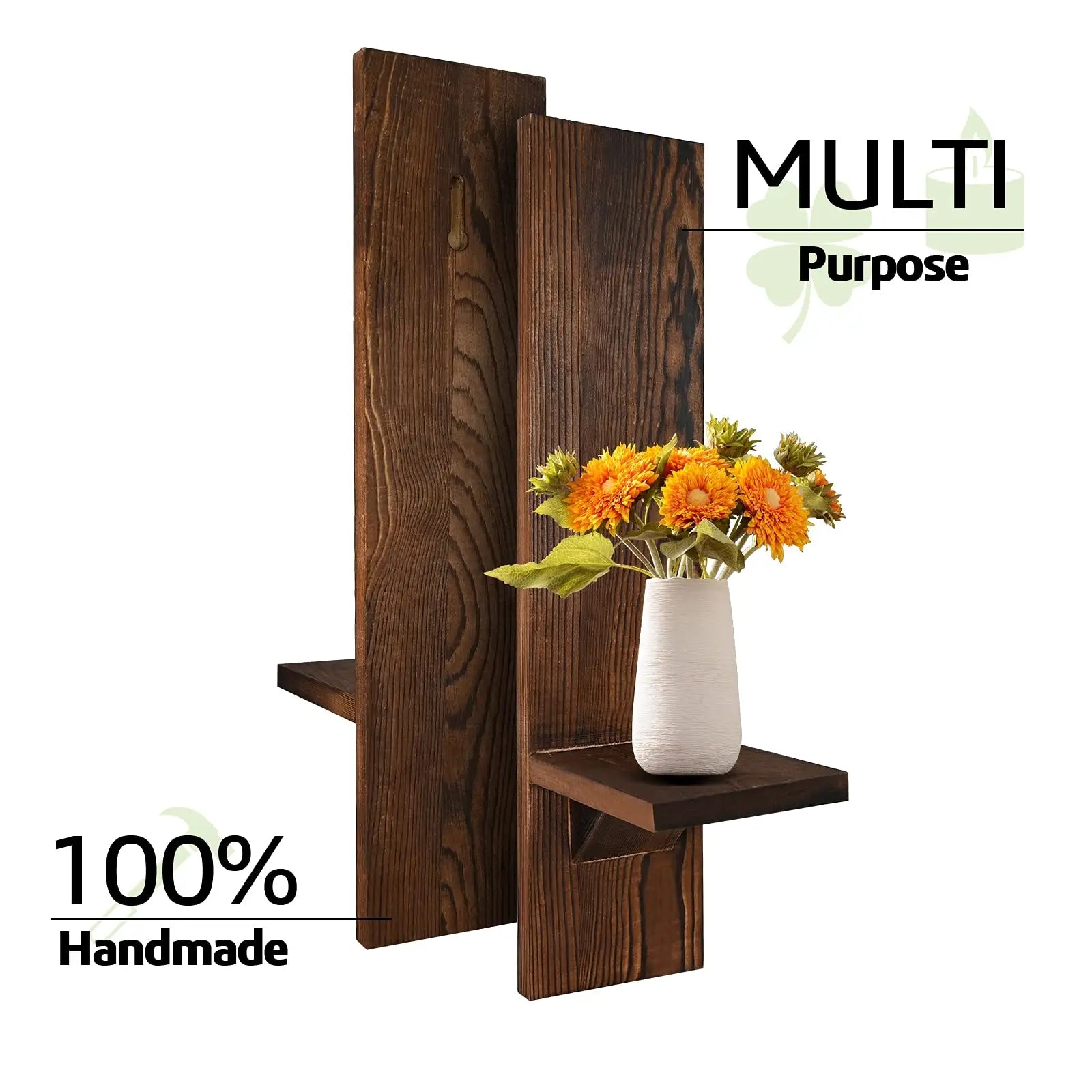 Japandi Wandkerzenhalter Holz Rustikal 2er Set Wandmontage Kerzenhalter Wohnzimmer Schlafzimmer Vintage Wanddekoration Säulenkerzenhalter | Restfield