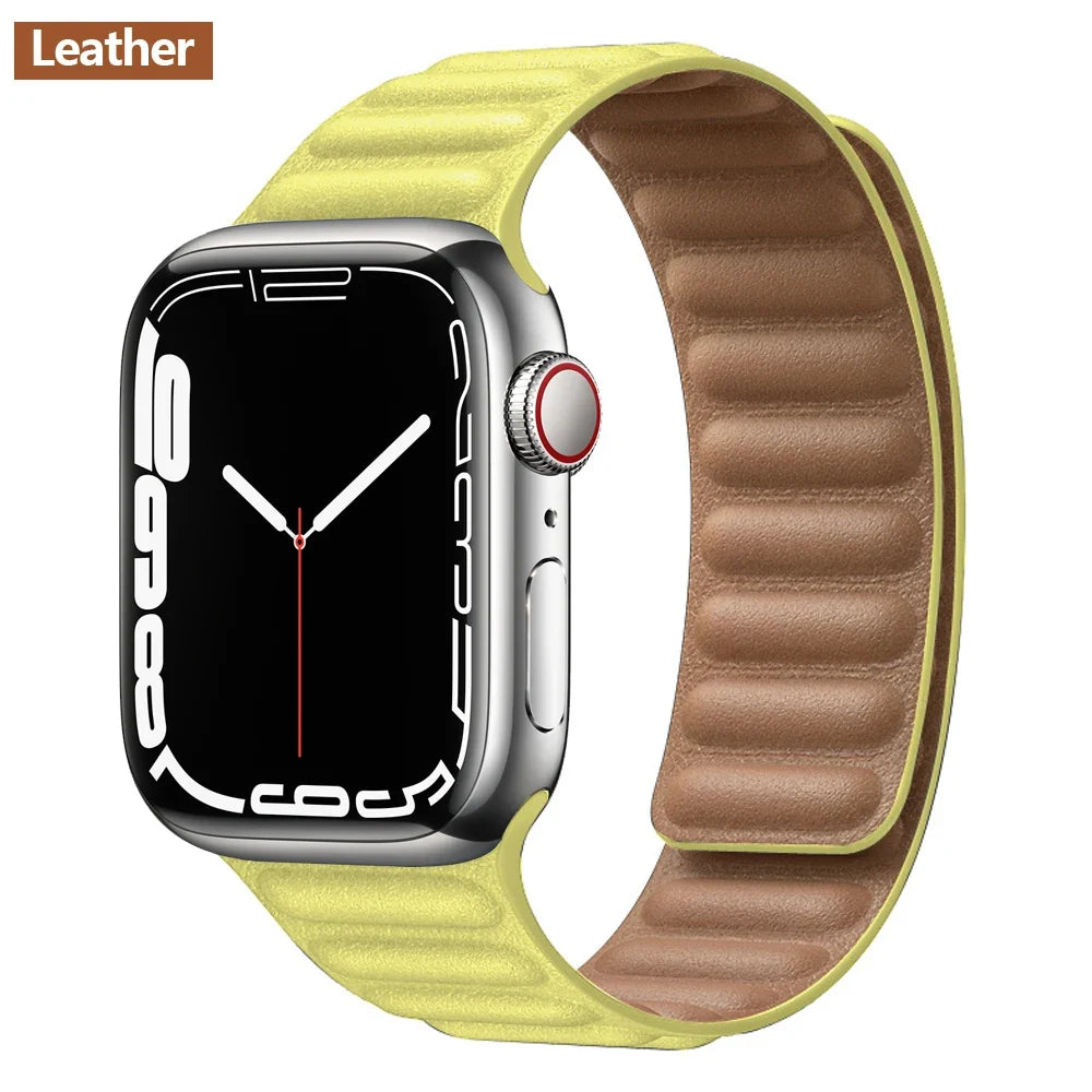 Lederarmband mit magnetischem Verschluss, 38–49 mm, verstellbares Smartwatch-Zubehör, stilvolles Armband | Sansoti