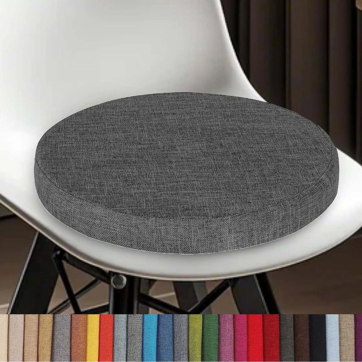 Cojín redondo de algodón y lino lavable con cremallera, 30-60 cm, para comedor, taburete de bar, cocina, oficina y silla de jardín | Sansoti
