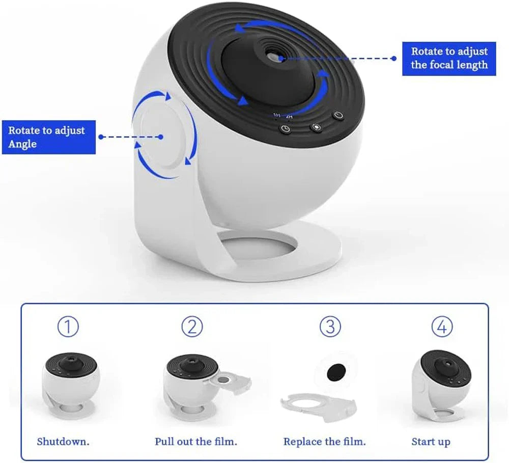 Star Projector 360° Rotatable with 13 Projection Discs Night Light Space Starry Sky Galaxy Ambient Lighting | Sansoti
