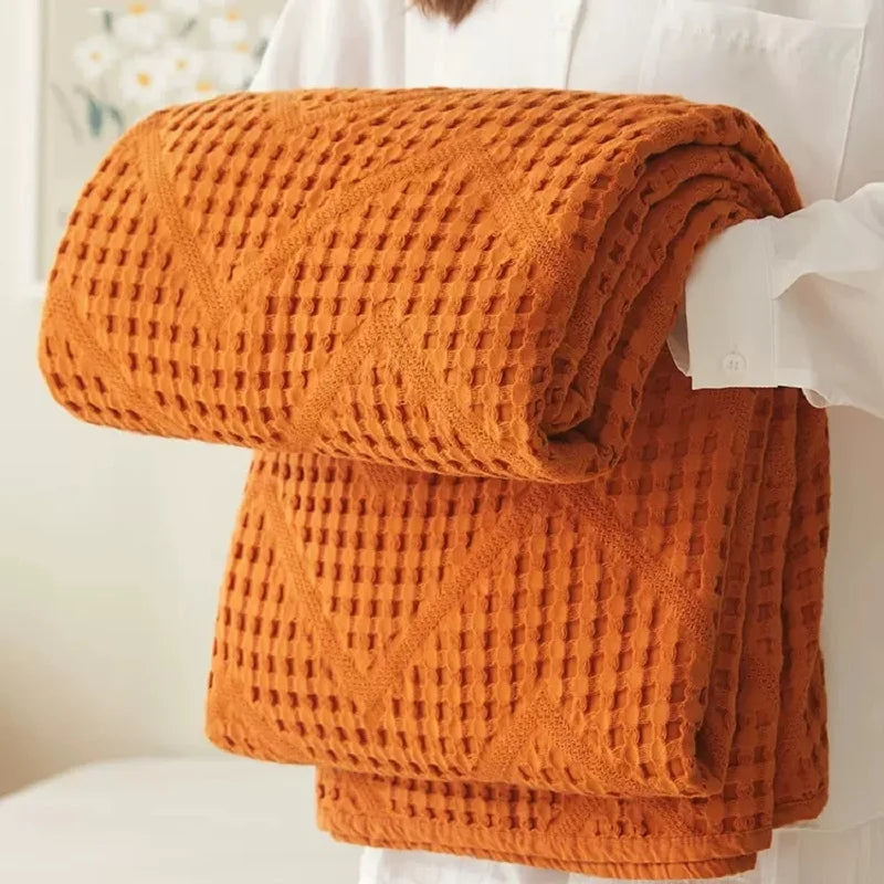 Katoenen Muslin Plaid 100x150-200x230cm Effen Geweven Deken Zacht Huidvriendelijk voor Bank Bed Auto | Sansoti