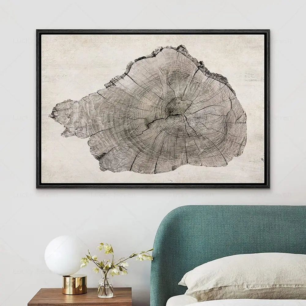 Abstract Canvas Schilderij met Boomringen Patroon - Moderne Wanddecoratie - Natuurlijke Kunst voor Woonkamer en Slaapkamer | Sansoti