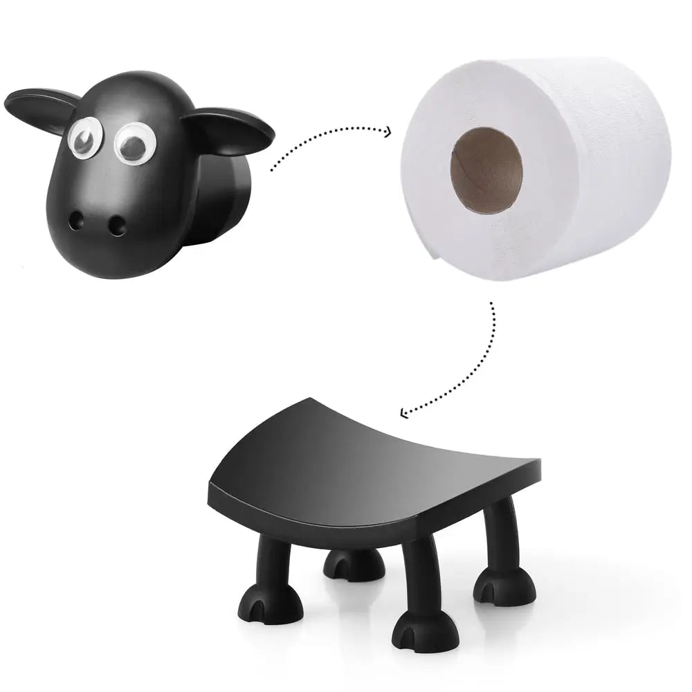 Schaap Toiletpapierhouder 3D-Geprint Vrijstaand Zwart PLA Badkamer WC Decoratief Design | Sansoti