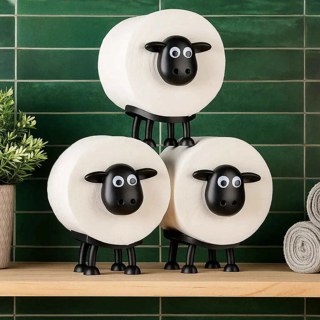 Schaap Toiletpapierhouder 3D-Geprint Vrijstaand Zwart PLA Badkamer WC Decoratief Design | Sansoti