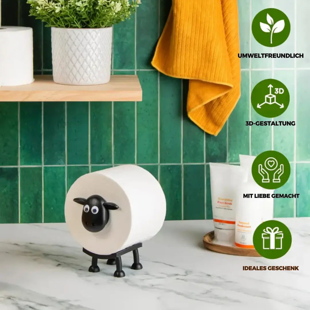 Schaap Toiletpapierhouder 3D-Geprint Vrijstaand Zwart PLA Badkamer WC Decoratief Design | Sansoti