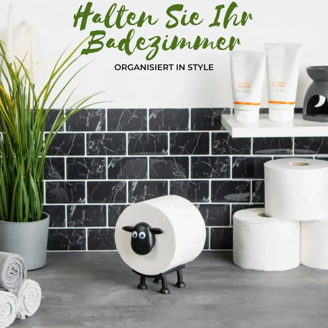 Schaap Toiletpapierhouder 3D-Geprint Vrijstaand Zwart PLA Badkamer WC Decoratief Design | Sansoti