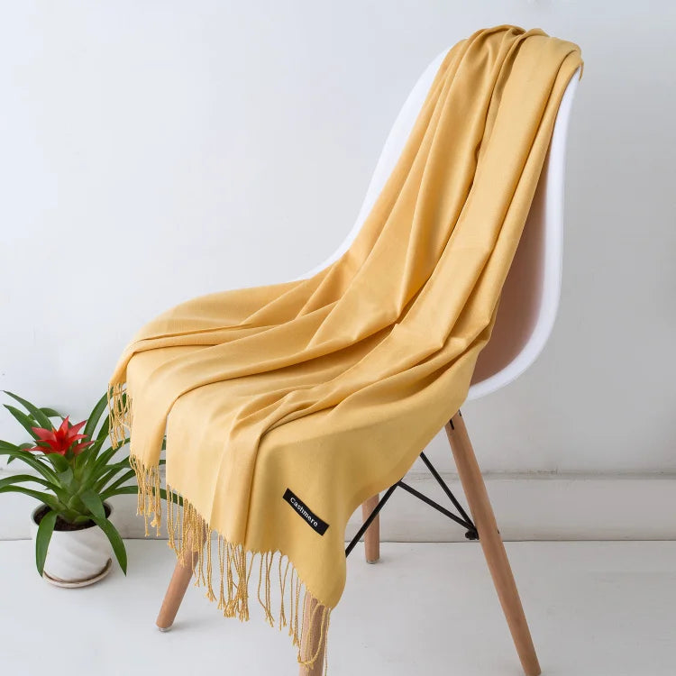 Wintersjaal Dames Polyester Lange Franjes Oversized Omslagdoek Effen Kleur Veelzijdig 180x70cm | Sansoti