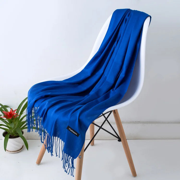 Wintersjaal Dames Polyester Lange Franjes Oversized Omslagdoek Effen Kleur Veelzijdig 180x70cm | Sansoti