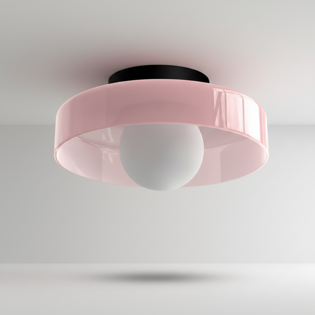 Round Glass Ceiling Lamp 25cm Warm Light Living Room Kitchen Hallway Bedroom Minimalist Modern LED Ceiling Light | Sansoti