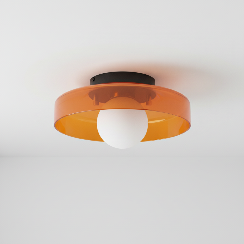 Round Glass Ceiling Lamp 25cm Warm Light Living Room Kitchen Hallway Bedroom Minimalist Modern LED Ceiling Light | Sansoti