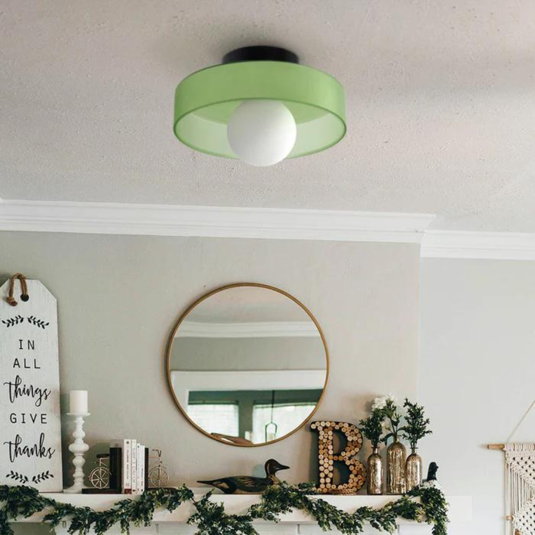 Round Glass Ceiling Lamp 25cm Warm Light Living Room Kitchen Hallway Bedroom Minimalist Modern LED Ceiling Light | Sansoti