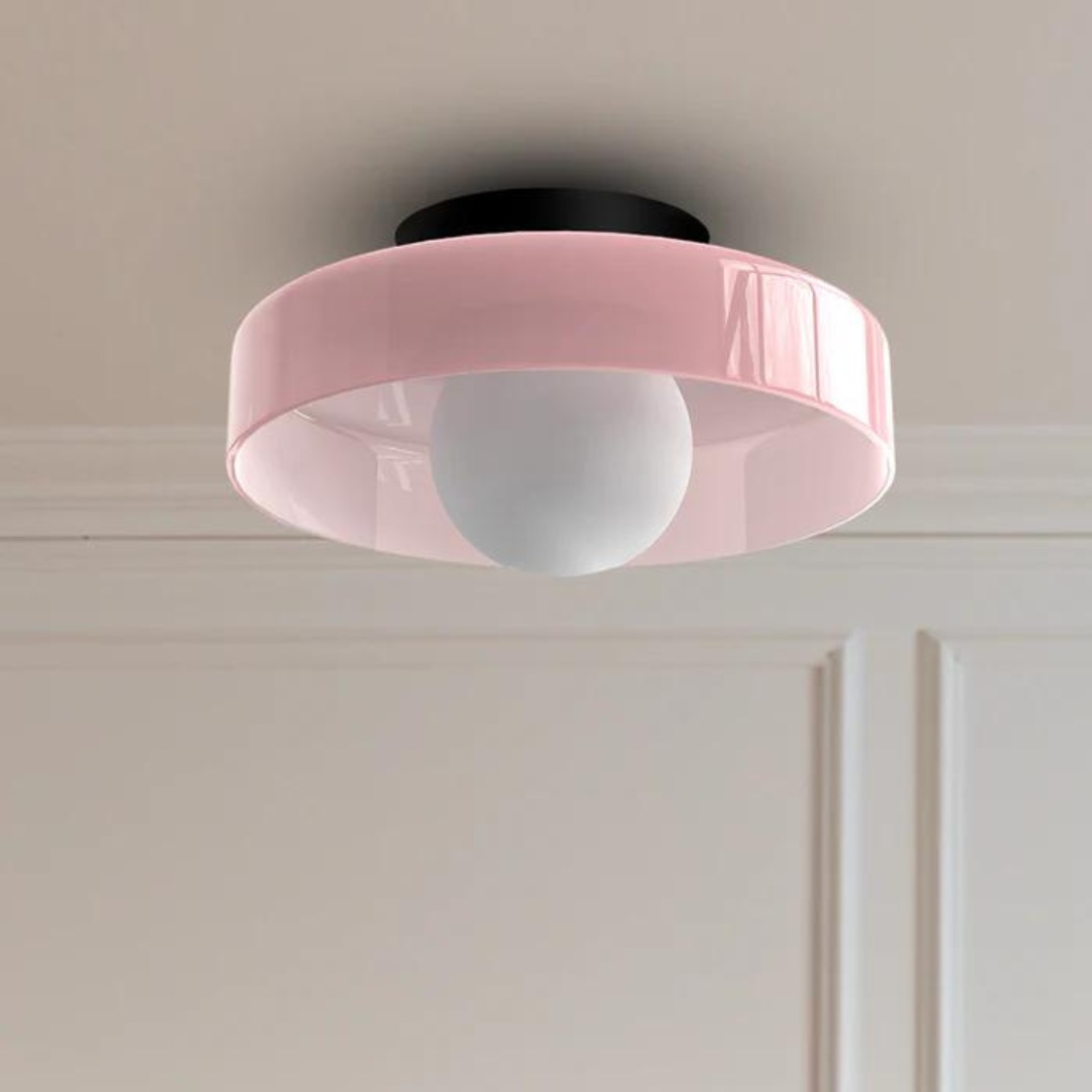 Round Glass Ceiling Lamp 25cm Warm Light Living Room Kitchen Hallway Bedroom Minimalist Modern LED Ceiling Light | Sansoti