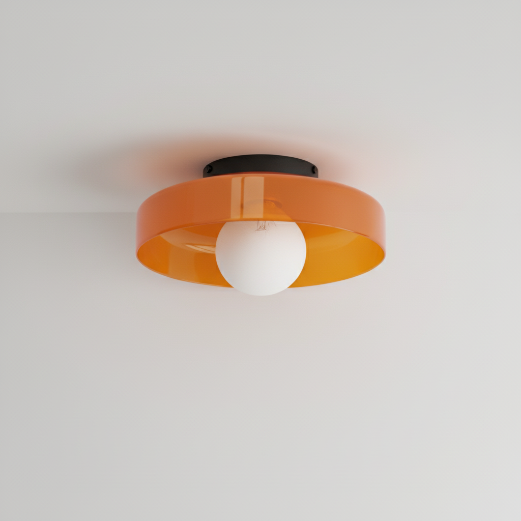 Round Glass Ceiling Lamp 25cm Warm Light Living Room Kitchen Hallway Bedroom Minimalist Modern LED Ceiling Light | Sansoti