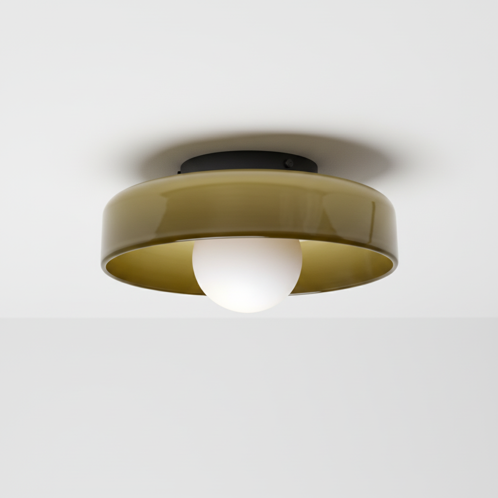 Round Glass Ceiling Lamp 25cm Warm Light Living Room Kitchen Hallway Bedroom Minimalist Modern LED Ceiling Light | Sansoti