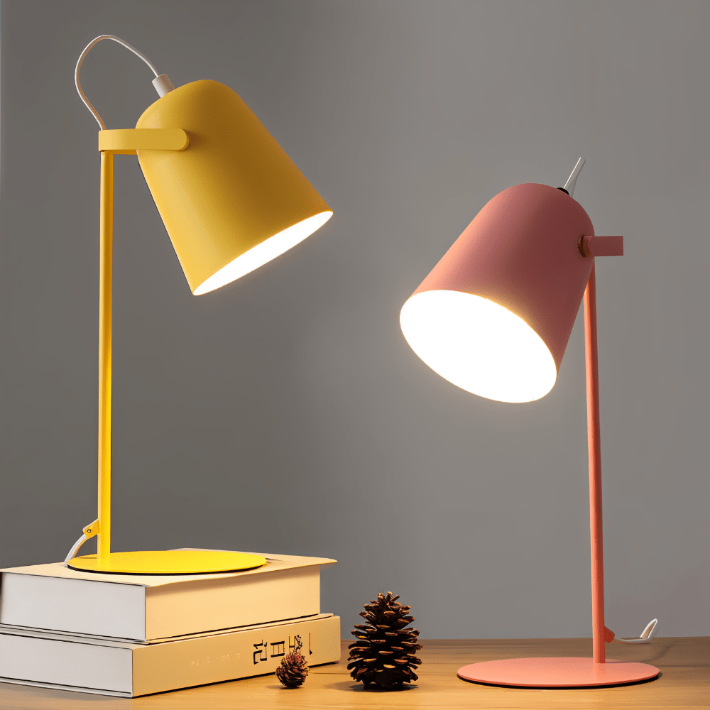 Lampe de table LED pivotante E27 avec abat-jour réglable, éclairage doux, couleurs macaron, pour lire et étudier | Sansoti