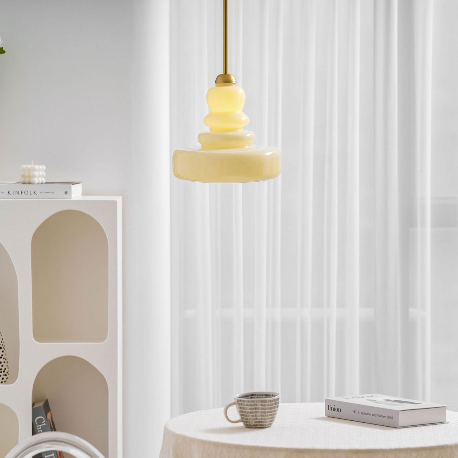 Glazen Hanglamp Industrieel Design Amber & Beige Schoolhouse E26/E27 Fitting Ø30cm voor Woonkamer Keuken Eetkamer | Sansoti